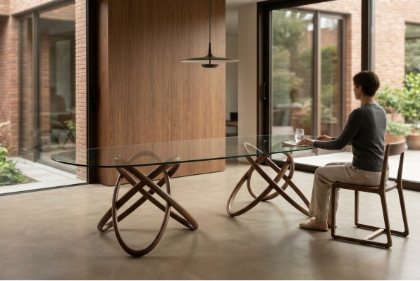Designer Moderner Esszimmer Tisch Luxus Ovaler Glastisch Glas Möbel Neu