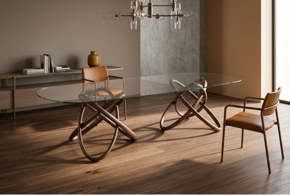 Designer Moderner Esszimmer Tisch Luxus Ovaler Glastisch Glas Möbel Neu