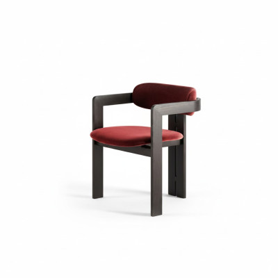 Luxus Roter Esszimmer Stuhl Holzgestell Designer Polster Einsitzer Textil