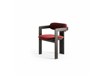 Luxus Roter Esszimmer Stuhl Holzgestell Designer Polster Einsitzer Textil