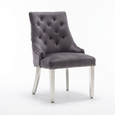 Grauer Esszimmer Chesterfield Stuhl Textilstuhl Luxuriöser Einsitzer