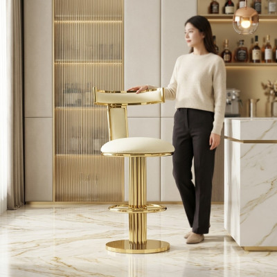 Designer Weißer Esszimmer Stuhl Edelstahl Gestell Metall Einsitzer Stühle