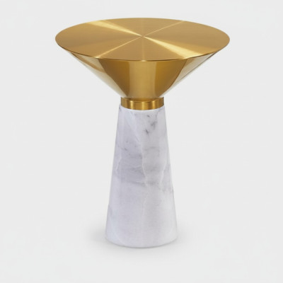 Moderner Runder Beistelltisch Kaffetisch Goldener Couchtisch Marmor