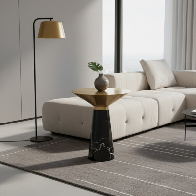 Schwarzer Designer Beistelltisch Luxus Edelstahl Möbel Wohnzimmer Tisch