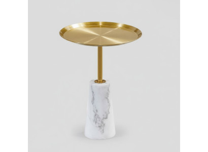 Weißer Beistelltisch Designer Couchtisch Wohnzimmer Luxus Metall Möbel