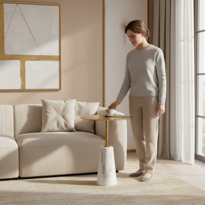 Designer Runder Beistelltisch Hochwertige Luxus Möbel Couchtisch Modern