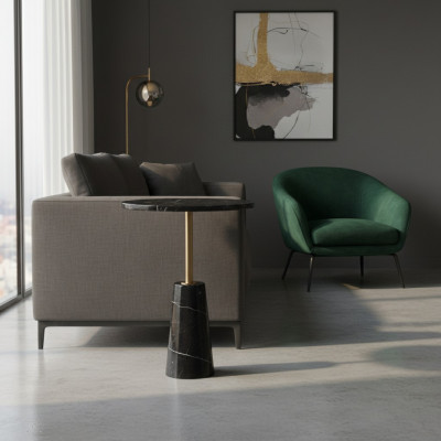 Schwarzer Runder Beistelltisch Designer Couchtisch Edelstahl Möbel Stil