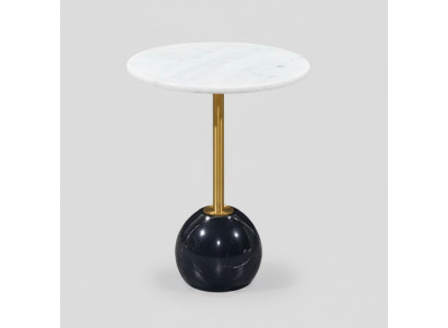 Schwarz-Weißer Beistelltisch Marmor Möbel Designer Wohnzimmer Couchtische