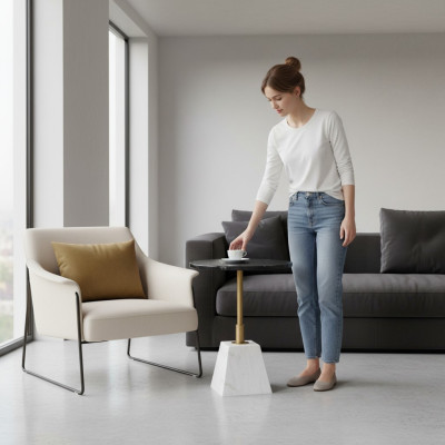 Hochwertiger Beistelltisch Stilvolle Wohnzimmer Tische Marmor Couchtisch