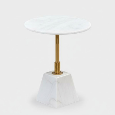 Gold-Weißer Beistelltisch Stilvolle Wohnzimmer Marmor Runde Tische