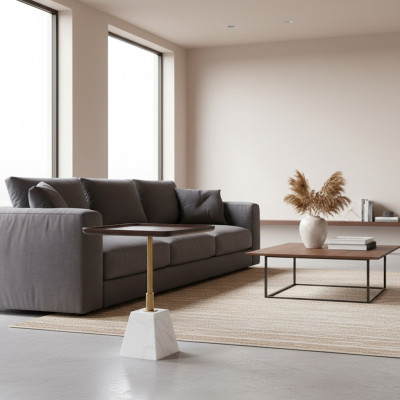 Weiß-Brauner Metalltisch Designer Beistelltische Luxus Couchtische Neu