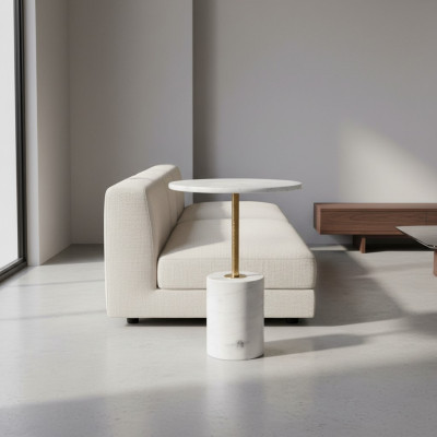 Weißer Runder Beistelltisch Kaffeetisch Wohnzimmer Tische Couchtische Tisch