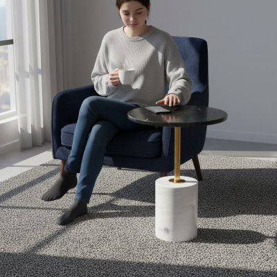 Schwarzer Runder Beistelltisch Luxus Tisch Rund Wohnzimmer Couchtische
