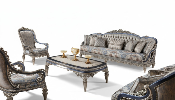 Chesterfield Sitzgruppe Sofagarnitur 3+1+1 Sitzer Luxus Textil Couchen
