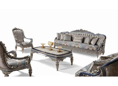 Chesterfield Sitzgruppe Sofagarnitur 3+1+1 Sitzer Luxus Textil Couchen