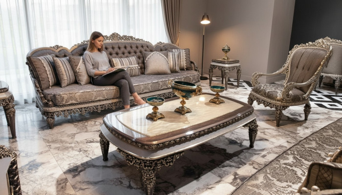 Taupe Klassische Chesterfield Sofagarnitur 3+1+1 Sitzer Luxus Couchen