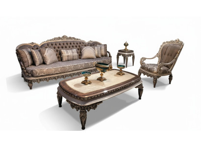 Taupe Klassische Chesterfield Sofagarnitur 3+1+1 Sitzer Luxus Couchen