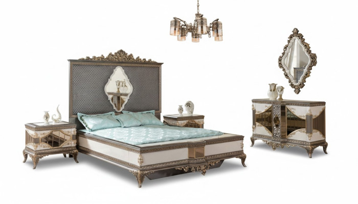 Klassische Schlafzimmer Garnitur Hochwertiges Set Doppelbett Kommode Sofa