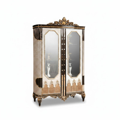 Klassische Vitrine Luxus Holz Vitrine Schränke Designer Glastüren Schrank