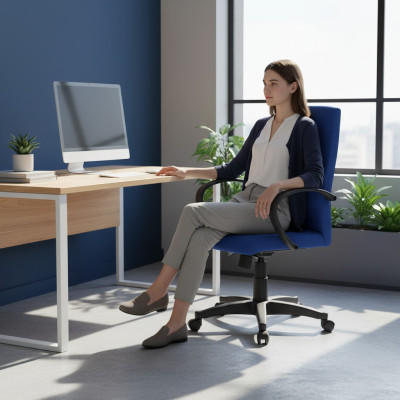 Büro Sessel Gaming Einsitzer Stuhl Blau Bürostuhl Schreibtisch Drehstuhl