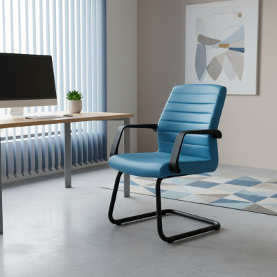 Wartezimmer Praxis Kanzlei Büroeinrichtung Blau Leder Stühle Konferenz Stuhl