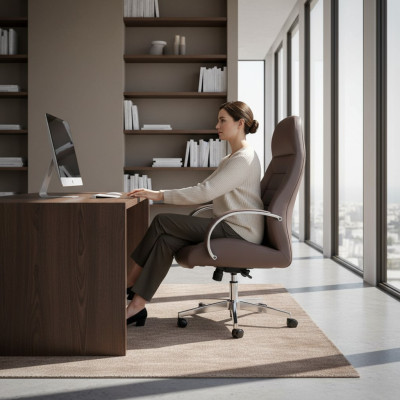 Stuhl Polsterung Kunstleder Bürostühle Moderne Computerstühle Möbel Braun