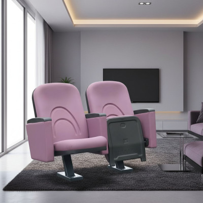 Modern Sessel Sessel Sofa 1 Sitzer für Theater Kino Design Luxus Rosa Textil