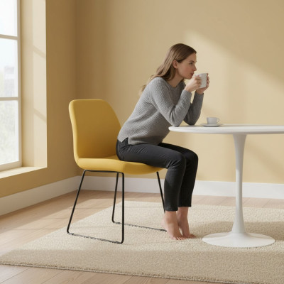 Stühle Gelb Luxus Design Polster Stuhl Büro Möbel Neu Esszimmer Textil Möbel