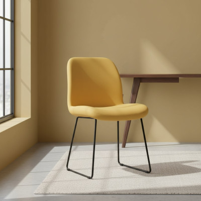 Stühle Gelb Luxus Design Polster Stuhl Büro Möbel Neu Esszimmer Textil Möbel