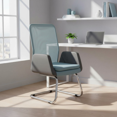 Modern Chefsessel stilvoll Gepolsterter Textil Bürostuhl blau Neuer Stuhl