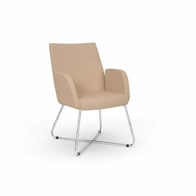Design Stuhl Lehnstuhl Polster Stühle Luxus Textil Sessel Beige Burostuhl