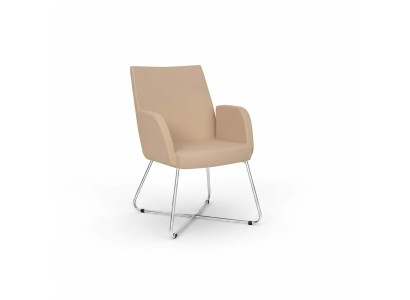 Design Stuhl Lehnstuhl Polster Stühle Luxus Textil Sessel Beige Burostuhl