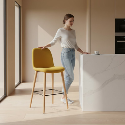 Esszimmerstuhl Luxus Gelb Stühle Stuhl Design Lehnstuhl Möbel Holzstuhl Neu