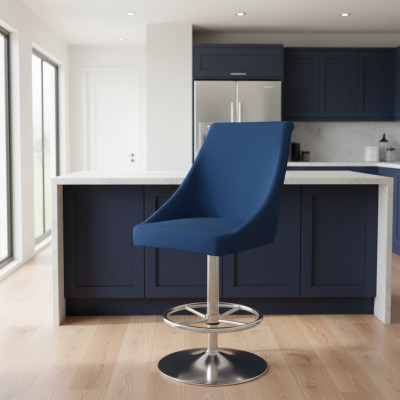 Modern Hochwertig Blau Stuhl Designer Barhocker Textil Luxus Möbel neu