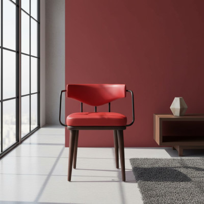 Roter Lehnstuhl Esszimmer Einsitzer Holzstuhl Wohnzimmer 1-Sitzer Stuhl