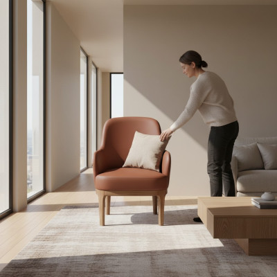 Brauner Wohnzimmer Sessel Designer Einsitzer Luxus Lehnstuhl Stühle