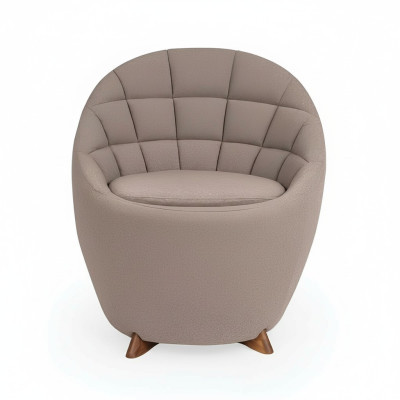 Brauner Polstersessel Wohnzimmer Einsitzer Designer 1-Sitzer Holzgestell