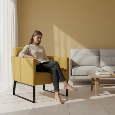 Brauner Loungesessel Relaxsessel Textil Lounge Einsitzer Luxus 1-Sitzer