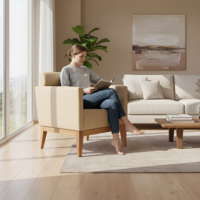 Beiger Clubsessel Relax 1-Sitzer Designer Sessel Wohnzimmer Sitzer 