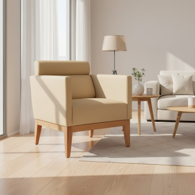 Beiger Clubsessel Relax 1-Sitzer Designer Sessel Wohnzimmer Sitzer 