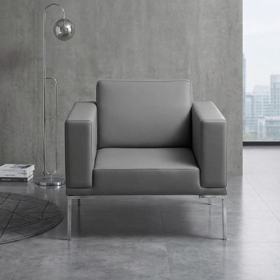 Grauer Fernsehsessel Designer Polstersessel Lehnsessel Relax Einsitzer