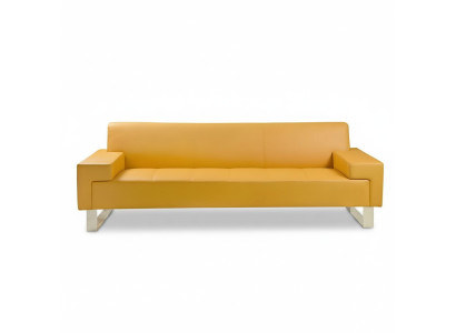 Gelbes 2-Sitzer Sofa Polster Wohnzimmer Couch Zweisitzer Stilvoller 2-er