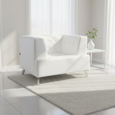 Weißer Sessel Fernsehsessel Lounge Einsitzer Wohnzimmer Club Relaxsessel