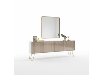 Luxus Sideboard mit Spiegel stilvoll Beige Kommode Modern Möbel Design Set Neu