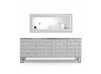 Weiße Luxus Kommode Designer Rechteckiger Spiegel Modernes Sideboard
