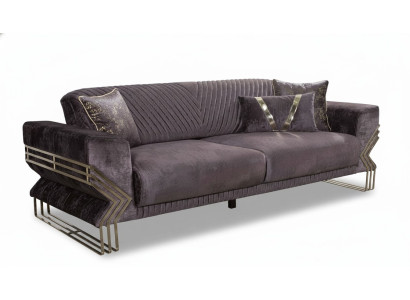 Moderner Lila Dreisitzer Designer Couch Polster Sofa Wohnzimmer 3-Sitzer