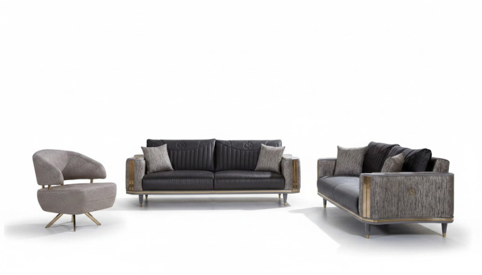 Graue Wohnzimmer Garnitur Designer Sofas Luxus Couchtisch Beistelltisch