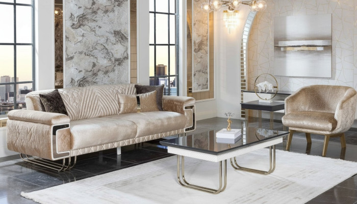 Wohnzimmer Moderne Couchgarnitur Dreisitzer Polster Sessel Couchtisch