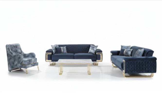 Moderne Edelstahl Sofagarnitur Couchtisch Sessel Polster Möbel 4tlg Set