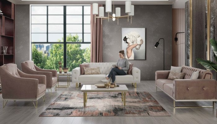 Sofagarnitur Designer Chesterfield Sofa Luxuriöse Sessel Couchtisch 6tlg
